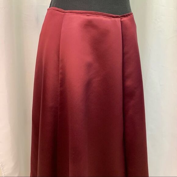 𝅺BURGUNDY maroon plum wine coloured satin maxi skirt size 4 - Picture 7 of 12